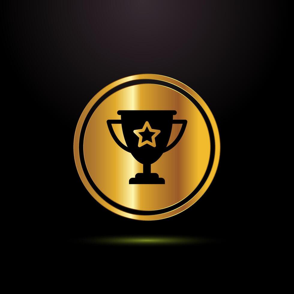 Gold color award icon illustration, Winning icon, Champion symbol vector