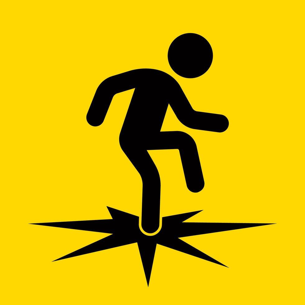 man falls through ice black icon. vector