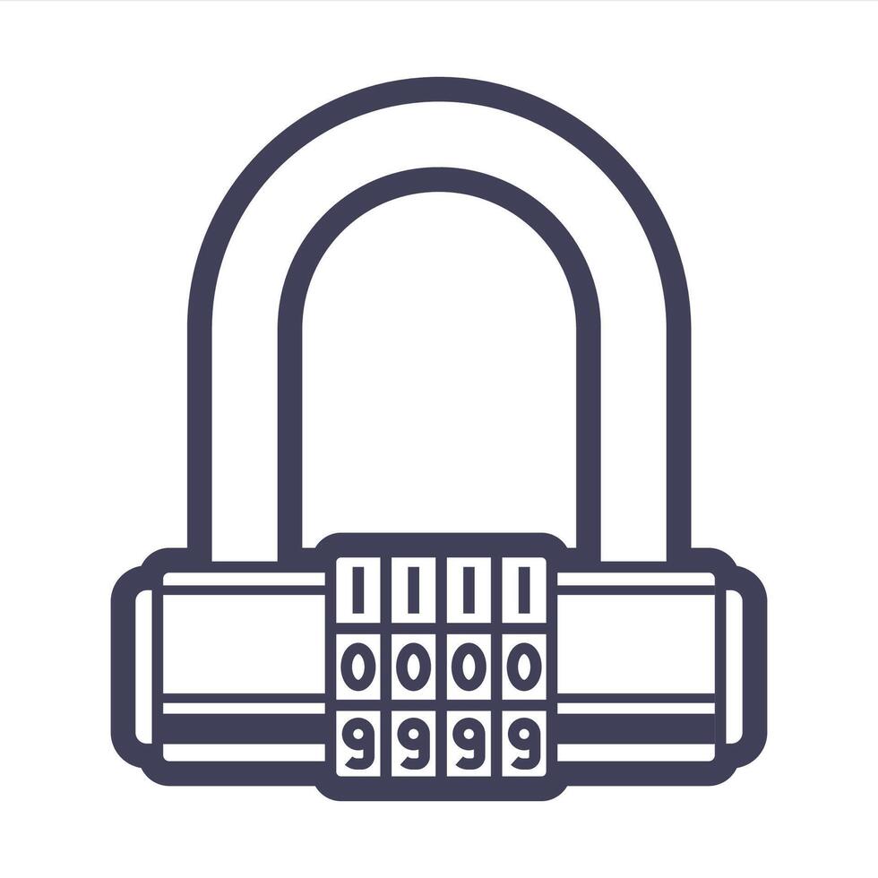 Black icon combination padlock. vector