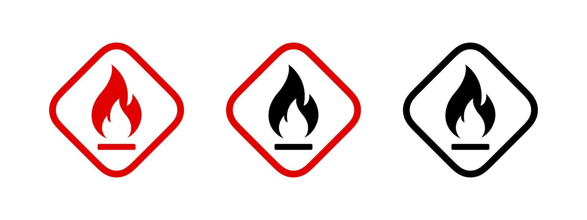 Standard pictogram of flammable icons. Flammable materials vector