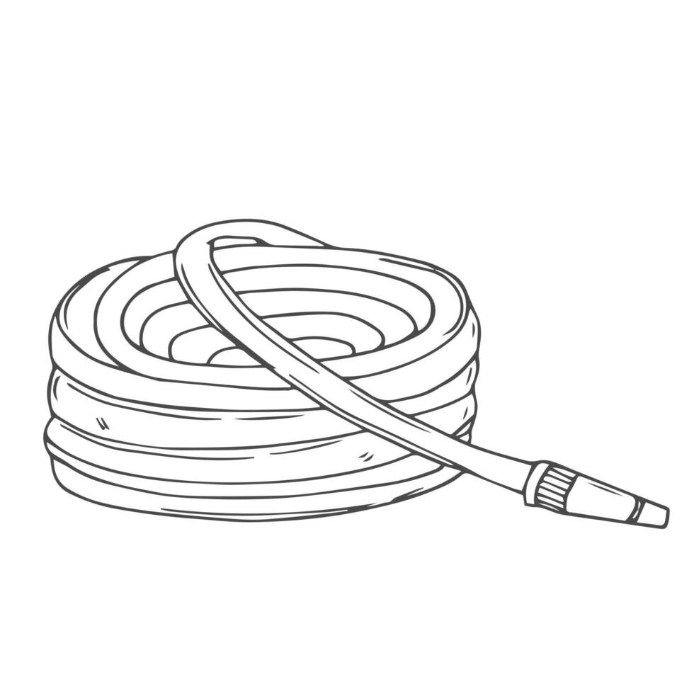 Watering hose icon. illustration of a garden hose for watering. Hand drawn watering hose for the garden. vector