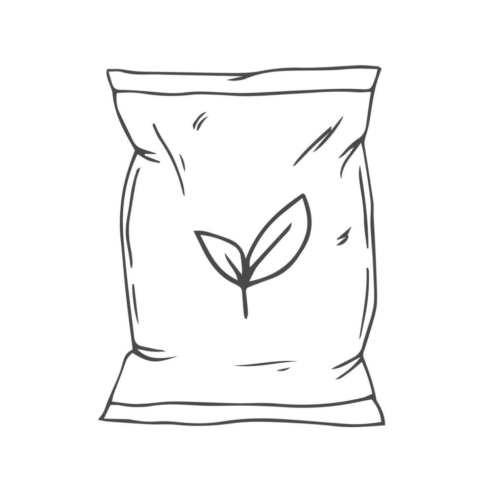 sketch of seed fertilizer bag icon illustration vector