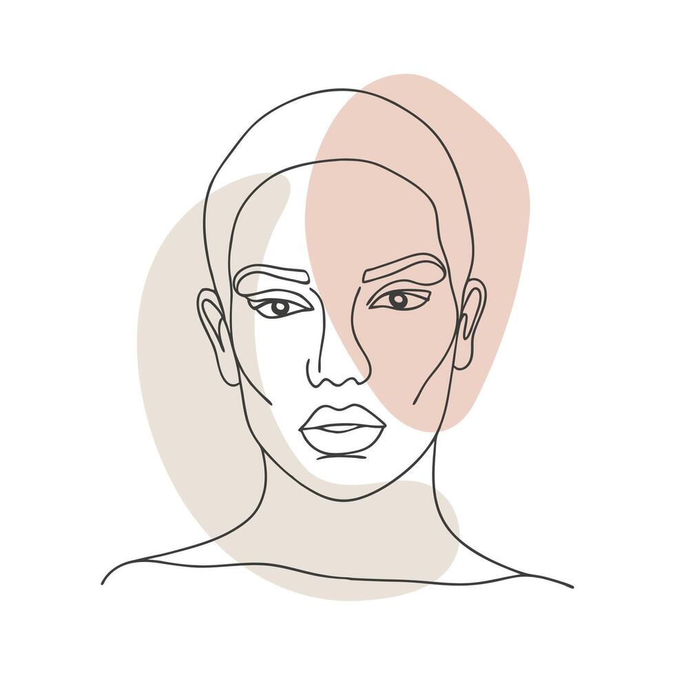 Abstract modern portrait of a beautiful young woman. Line art. Poster, illustration. vector