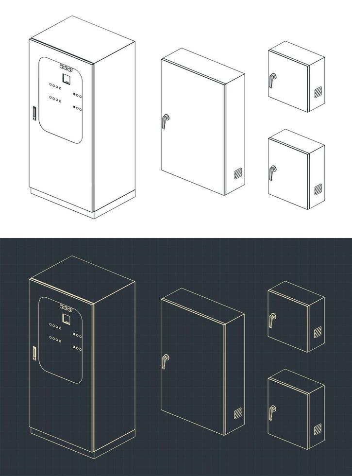 Electrical panels blueprints vector
