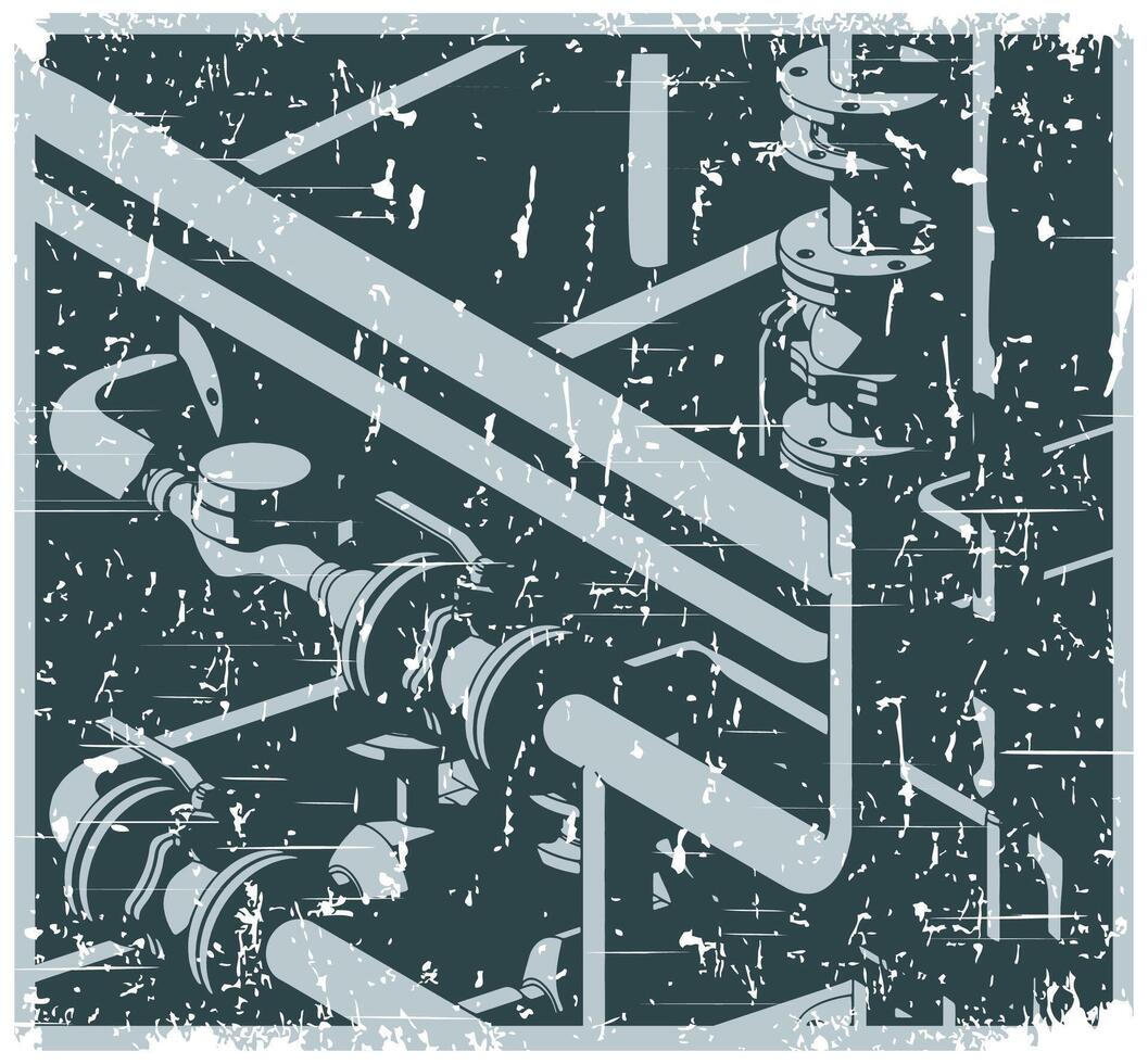 Pipes and valves retro poster vector