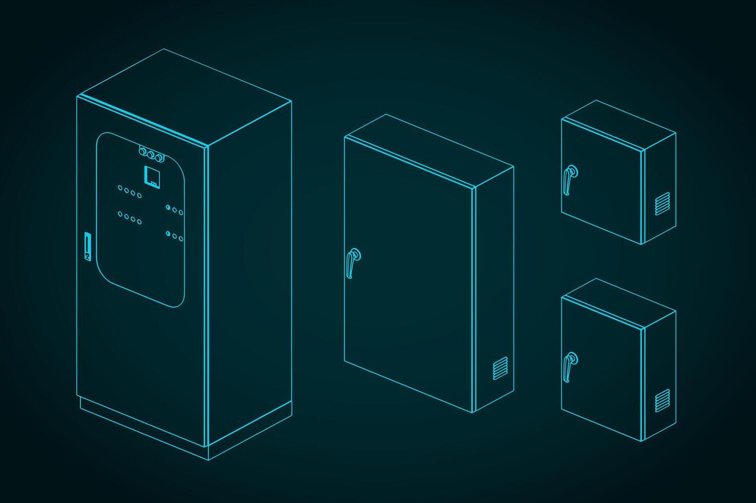 Electrical panels blueprints illustration vector