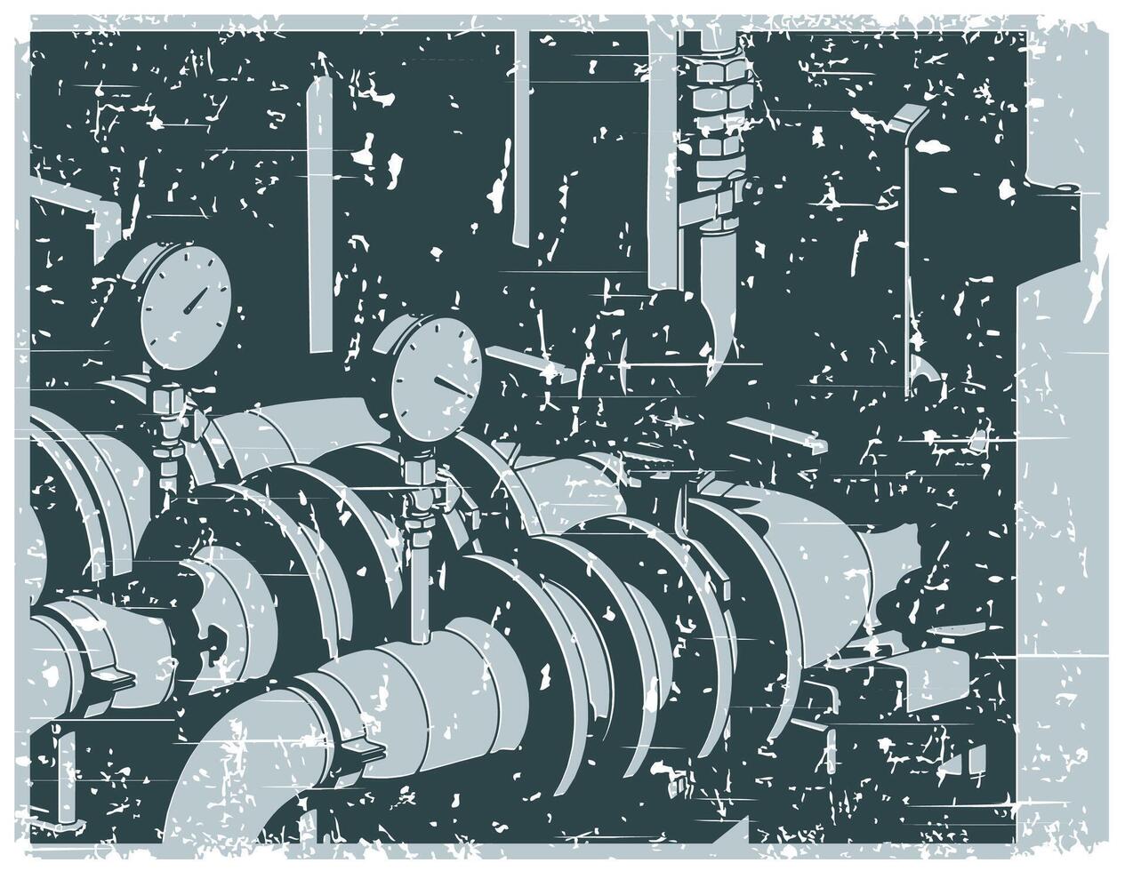 Pipes valves and manometers retro poster vector
