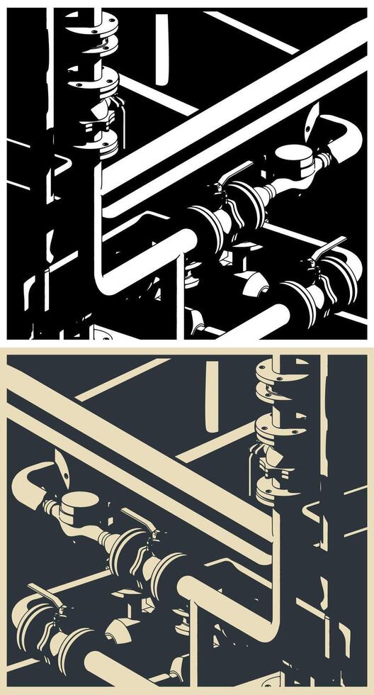 Pipes and valves illustrations vector