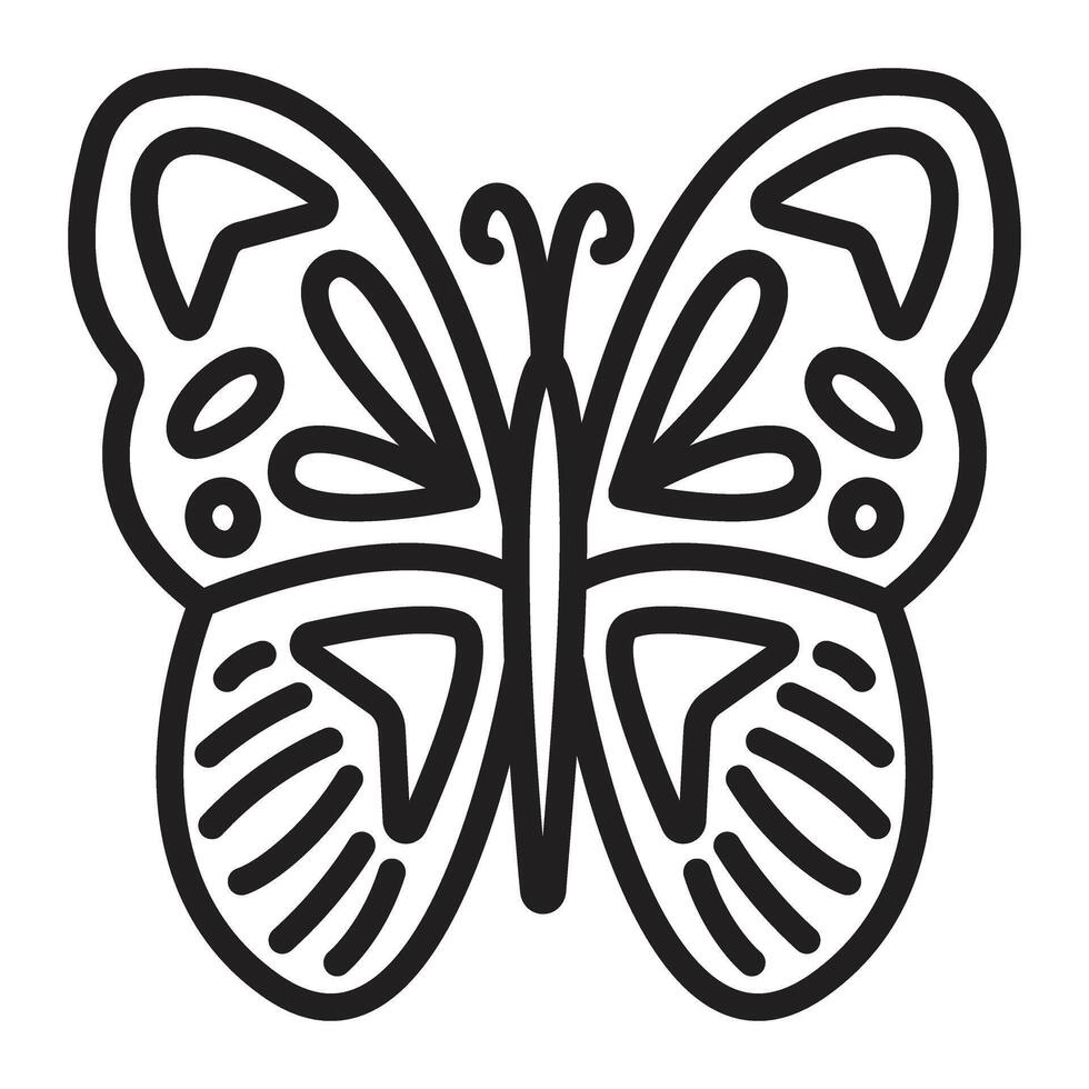 Black line butterfly, fly with beautiful wings, editable stroke icon, monochrome illustration vector