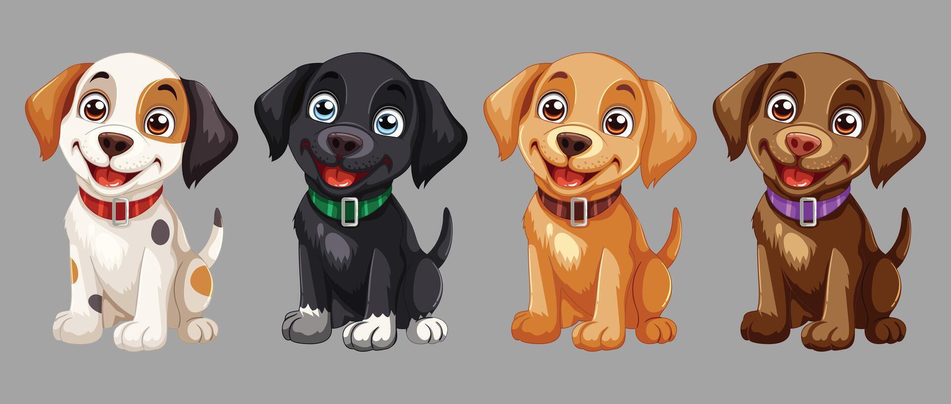 four dogs in a row vector