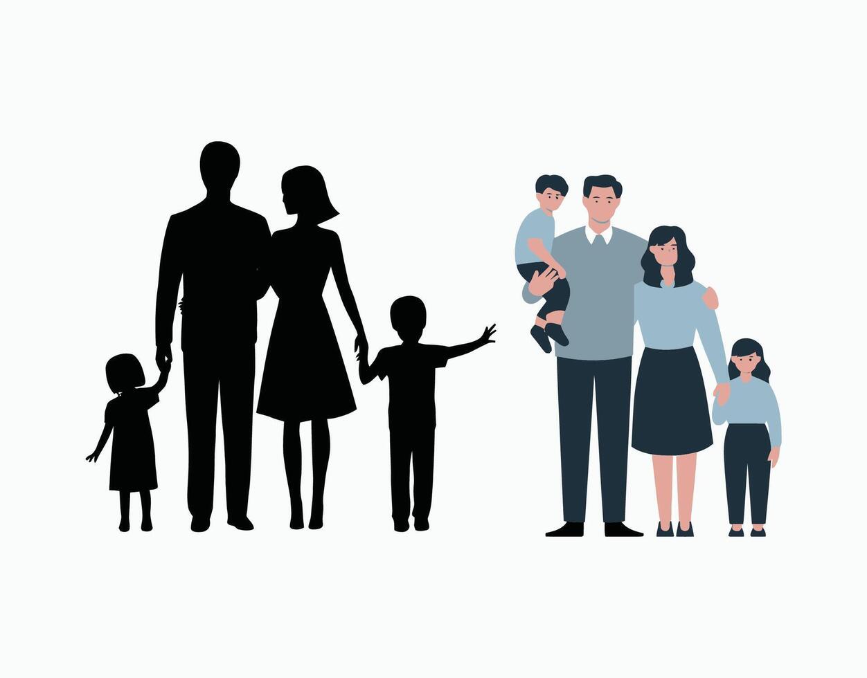 Creative Family Silhouettes Template Set vector