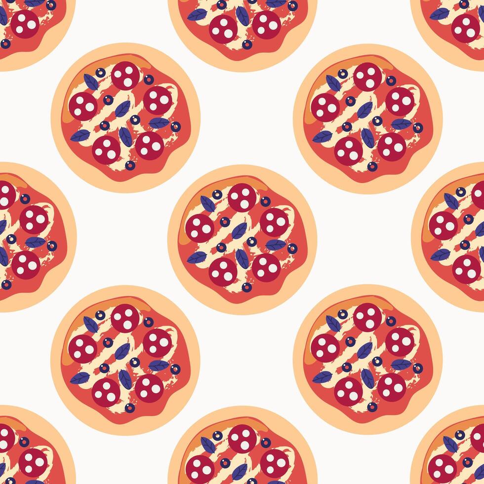 Italian pizza seamless pattern background for packaging and decoration vector