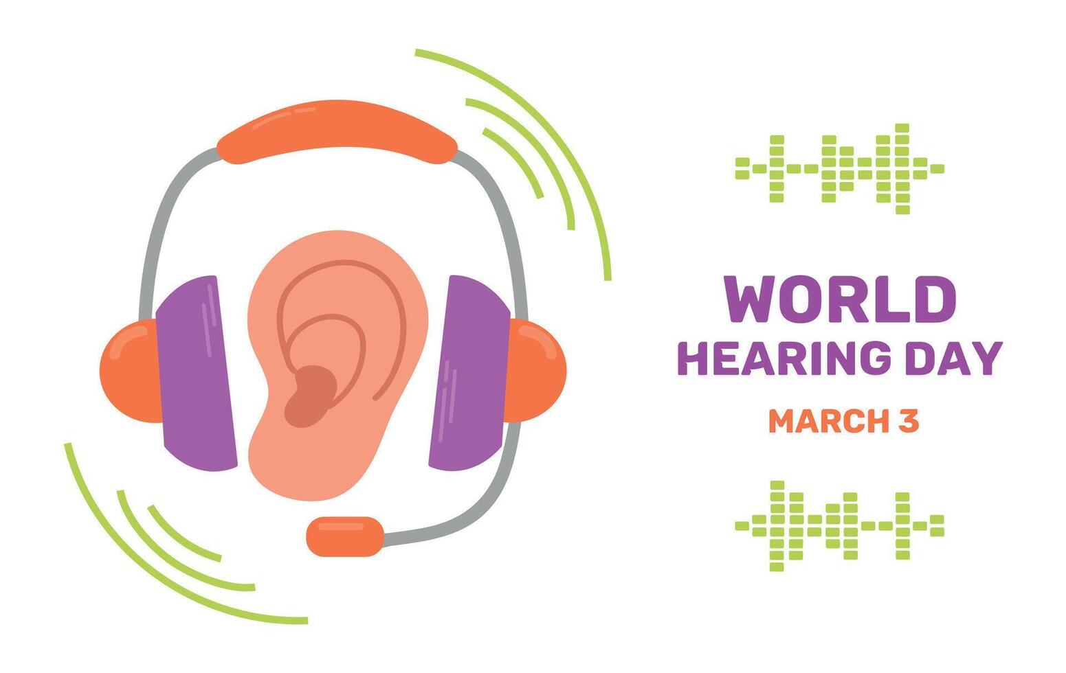 World Hearing Day 3 March International Ear Care Day Concept Poster Illustration vector