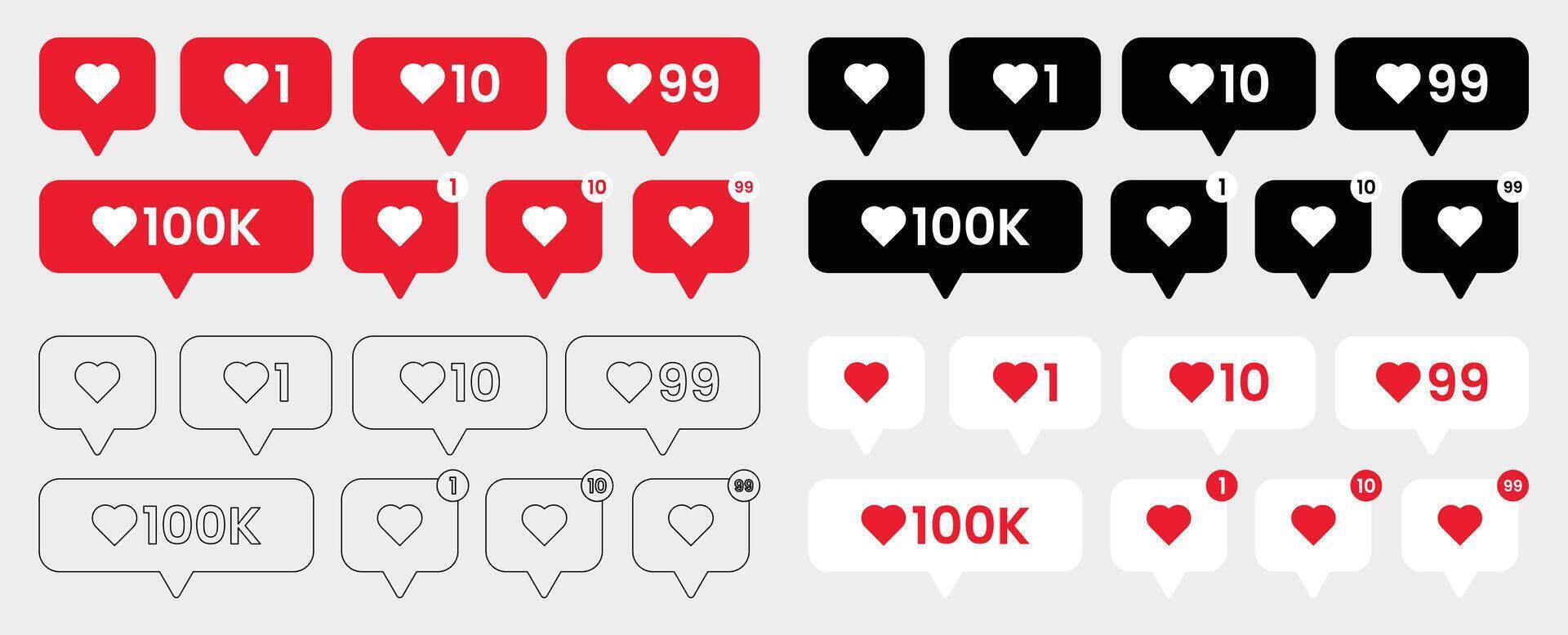Love Like Notification for Social Media vector