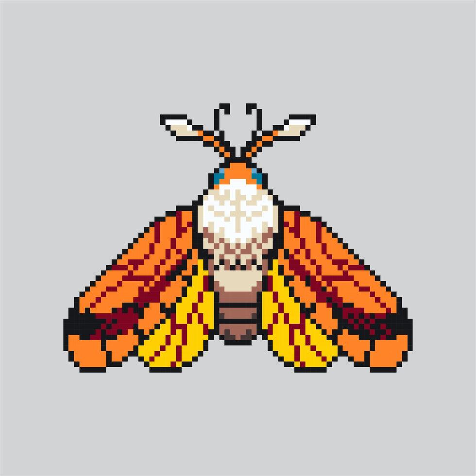 Pixel art illustration Moth. Pixelated Butterfly Moth. Moth Butterfly Insect Icon pixelated for the pixel art game and icon for website and game. old school retro. vector
