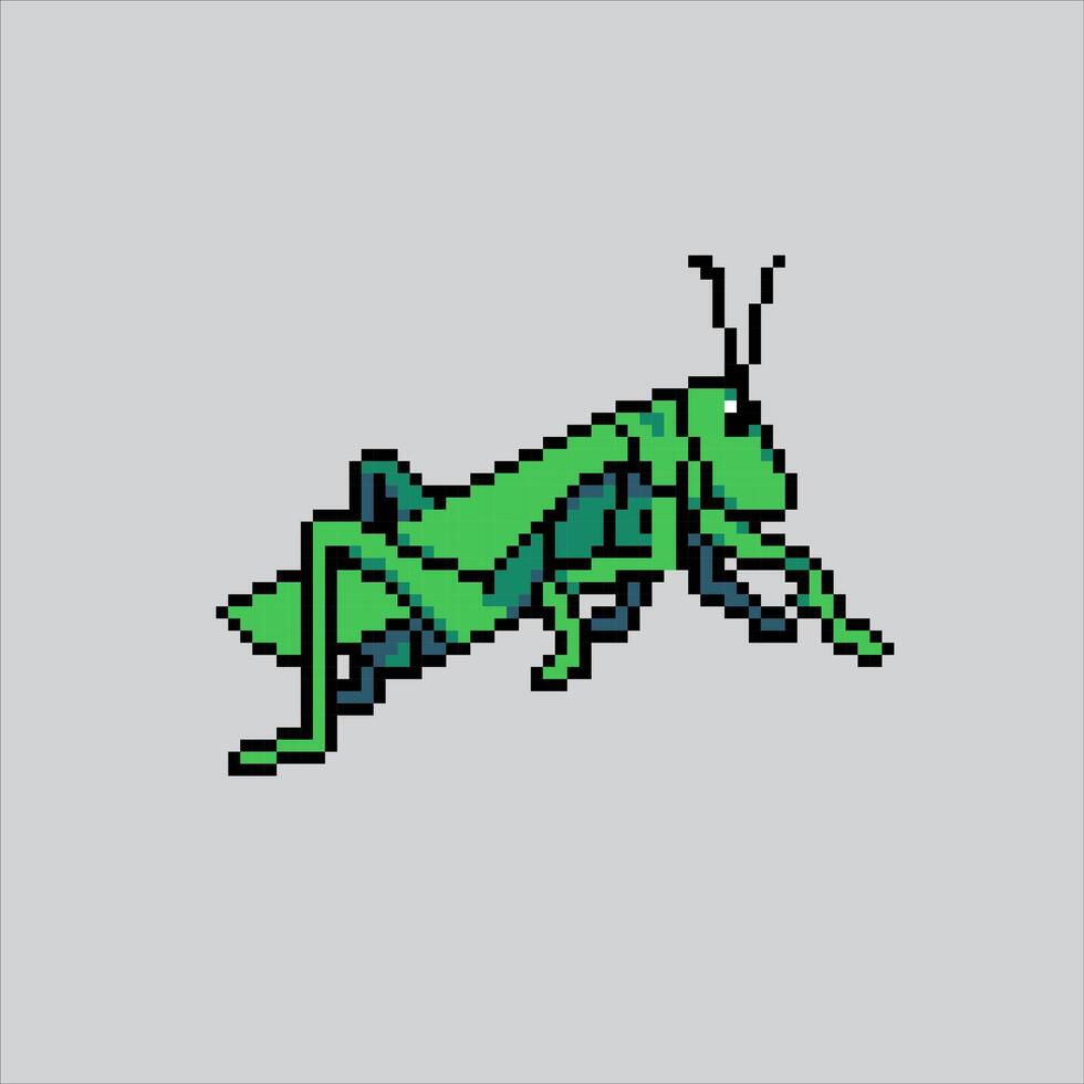Pixel art illustration Grasshopper. Pixelated Green Insect. Grasshopper Green Insect Icon pixelated for the pixel art game and icon for website and game. old school retro. vector