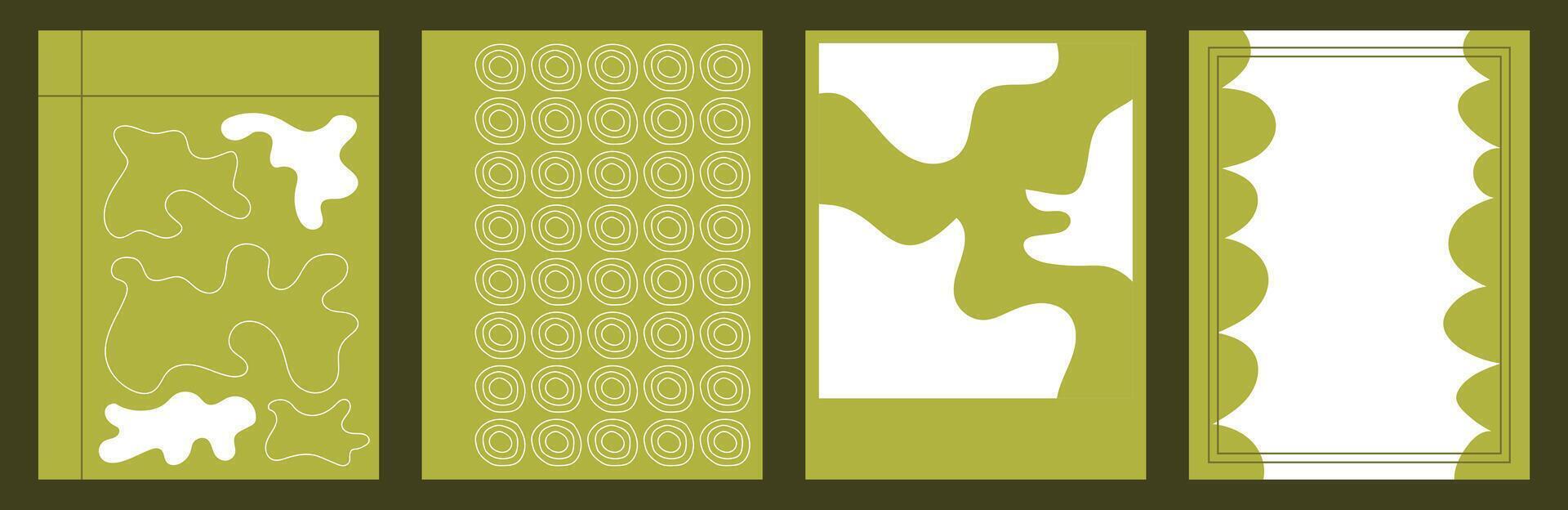 Abstract hand drawn cover art design set. Minimalist poster template collection. vector