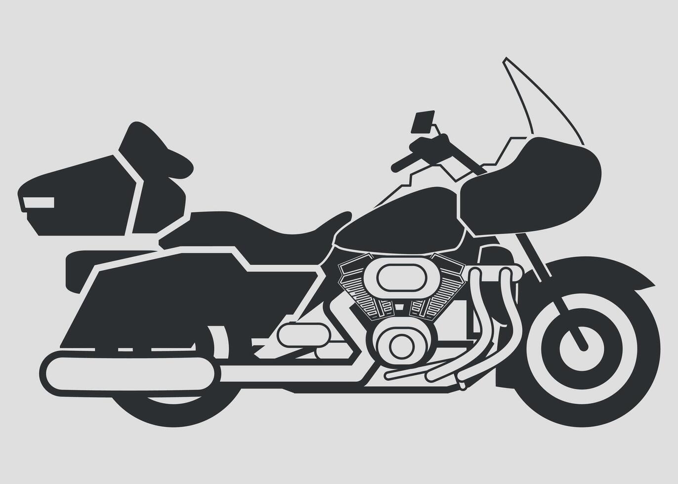 black and white cruiser motorcycle icon on white background vector