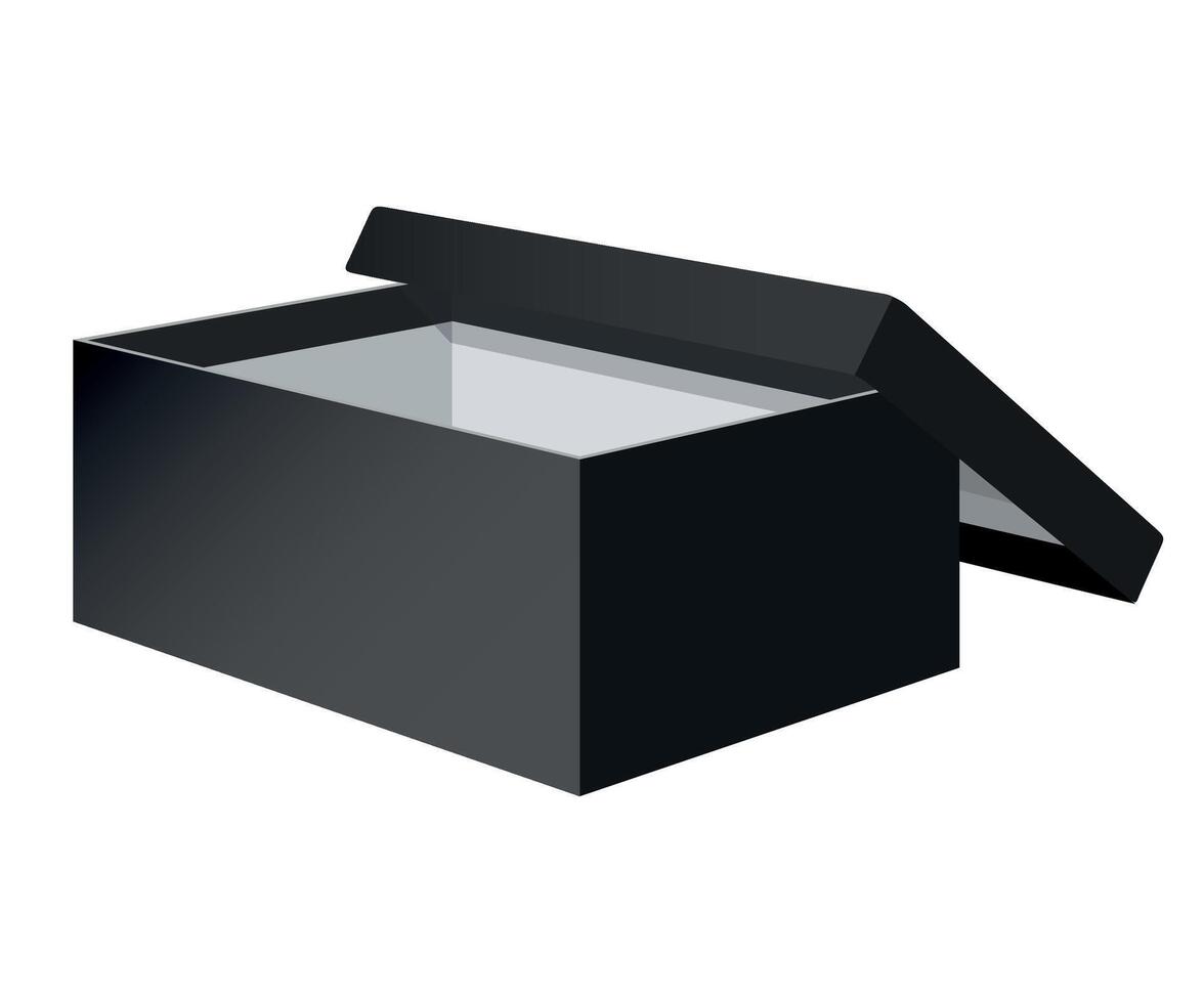 black open cardboard box on white background vector