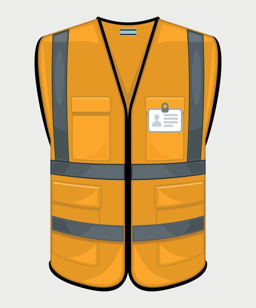 protective work vest for worker yellow color on white background vector