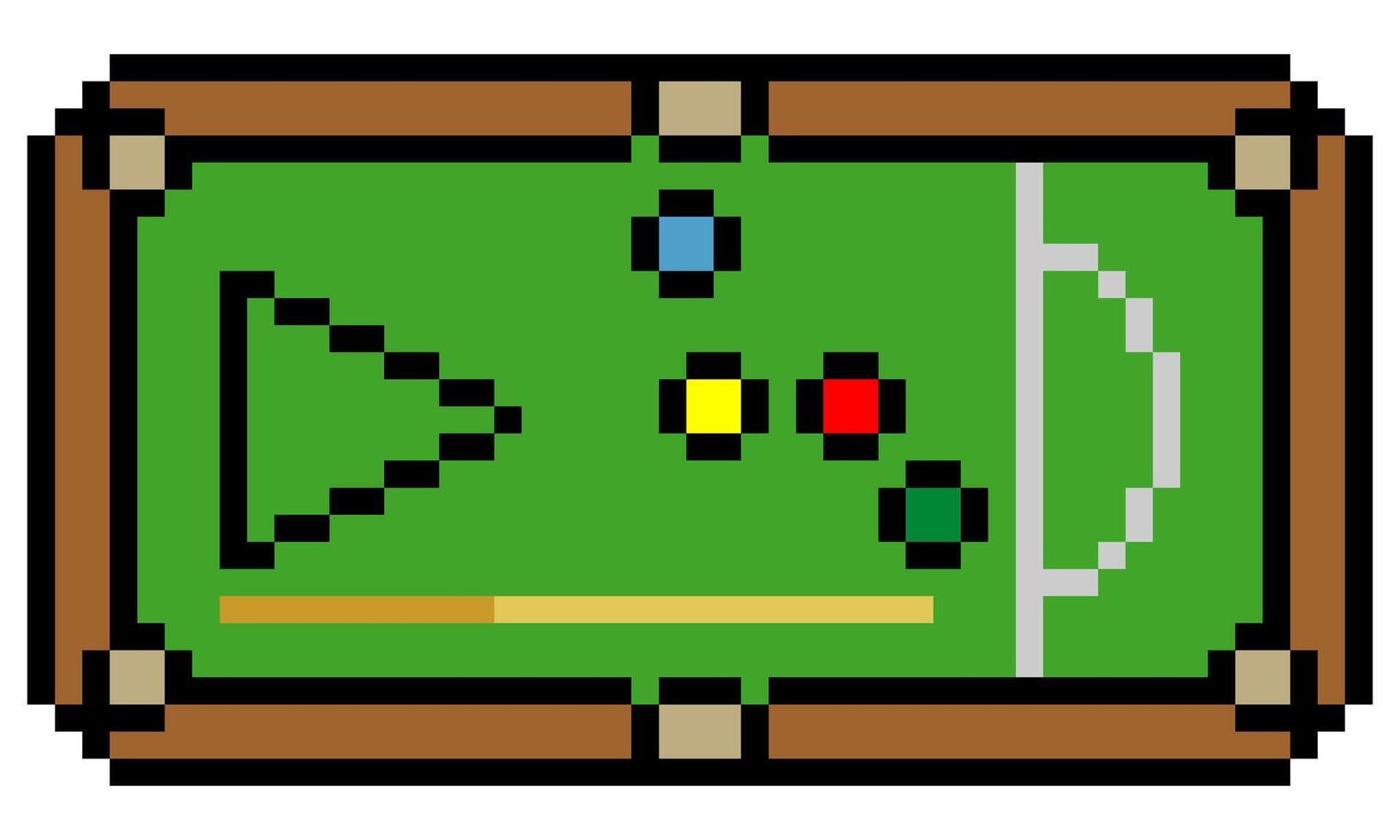 Empty pool table viewed from above in pixel art style vector