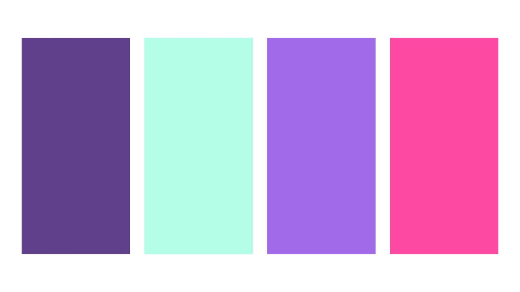 Purple, Aqua, Violet, Fuchsia color palette. Set of bright color palette combination in rgb hex. Color palette for ui ux design. Abstract illustration for your graphic design, banner, poster vector