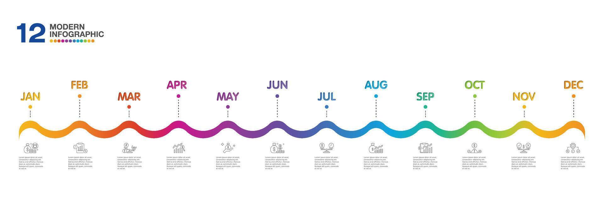 Infographic for presentation 12 months in 4 quarter can used for workflow vector