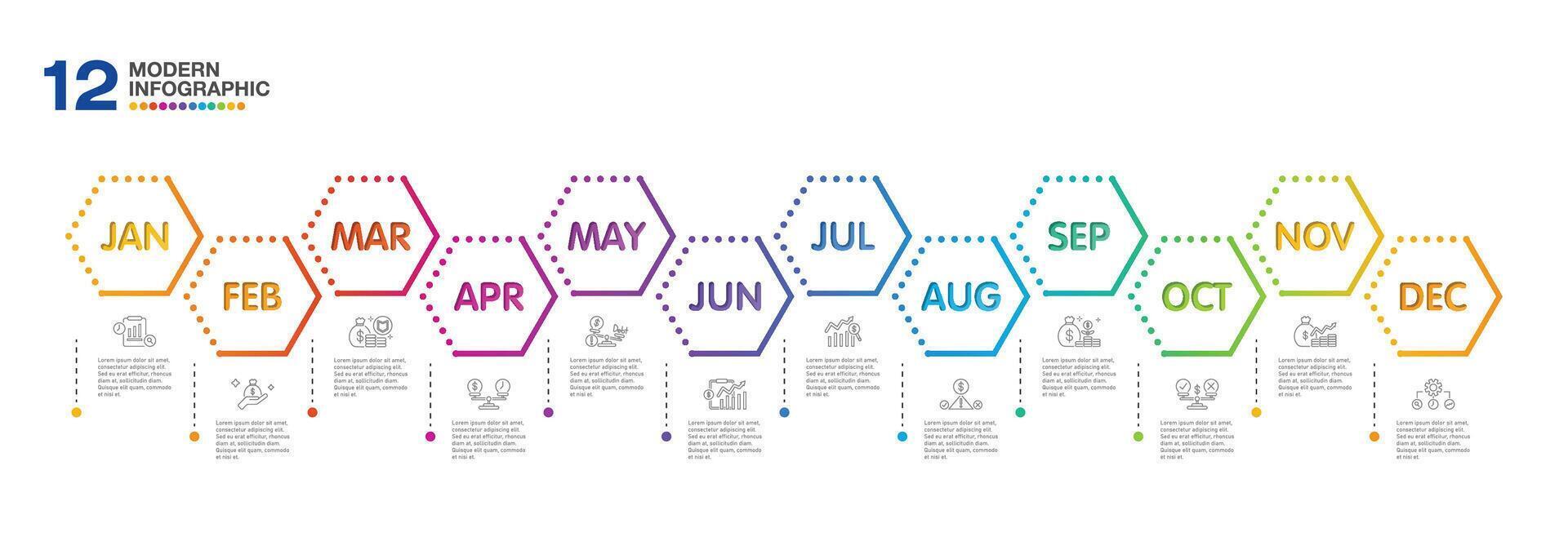 Infographic for presentation 12 months in 4 quarter can used for workflow layout, process diagram. vector