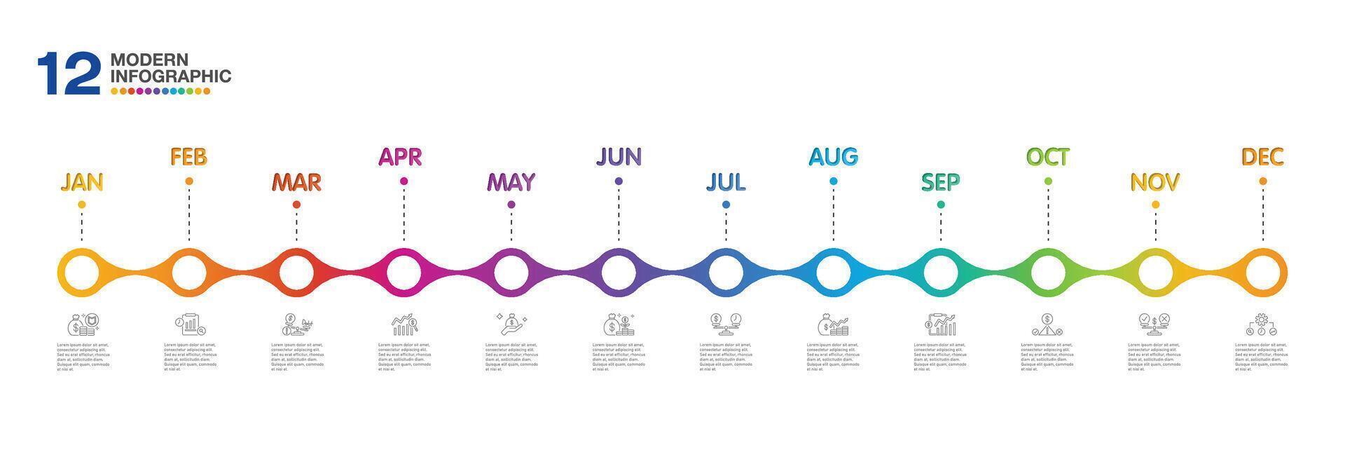 Infographic for presentation 12 months in 4 quarter can used for presentation vector