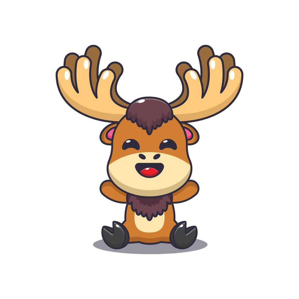 Cute moose character cartoon illustration vector