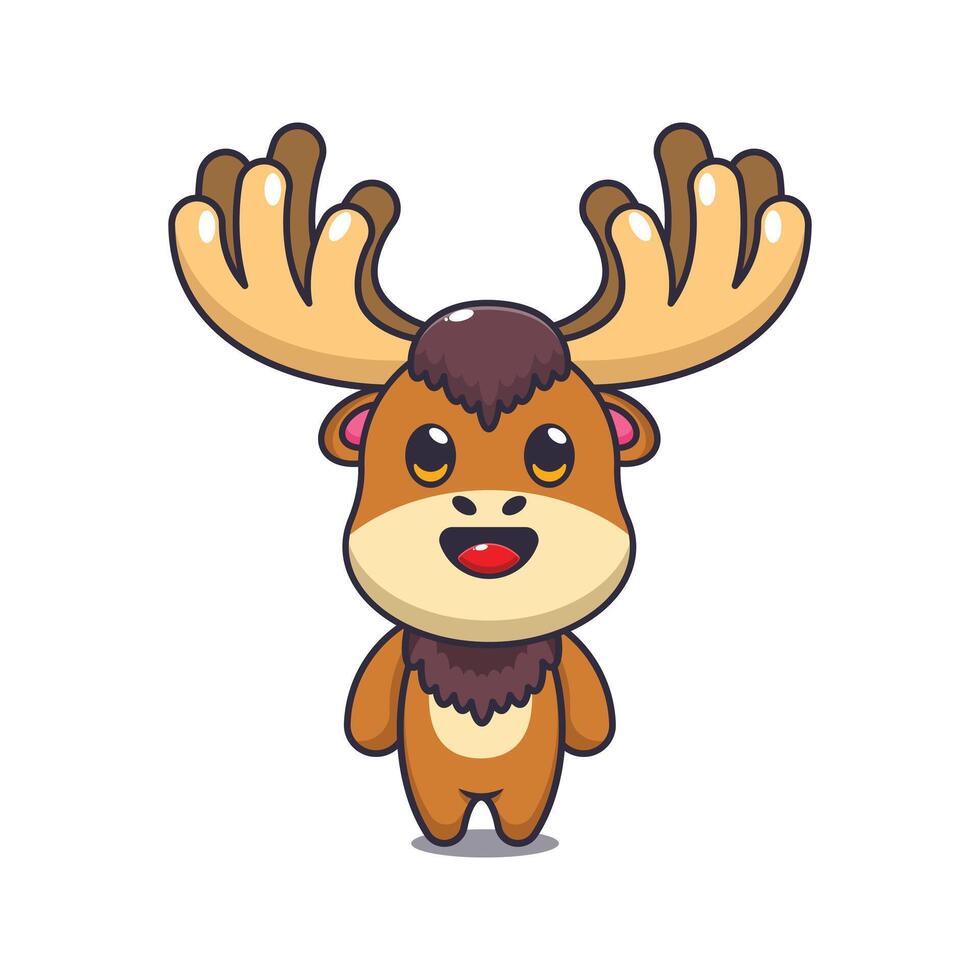 Cute moose cartoon character illustration vector