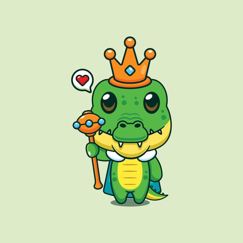 King crocodile cartoon illustration vector