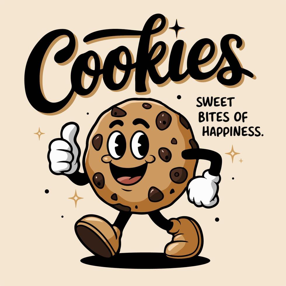 a brown cheerful cookie mascot illustration vector