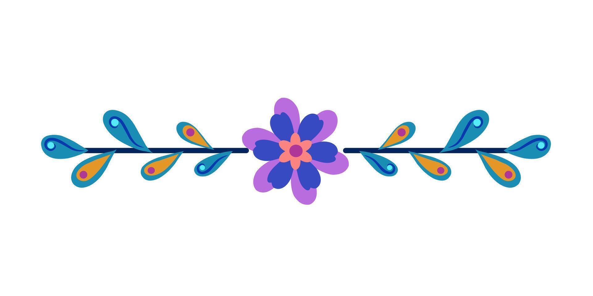 Divider flower border with leaf branch clipart illustration vector