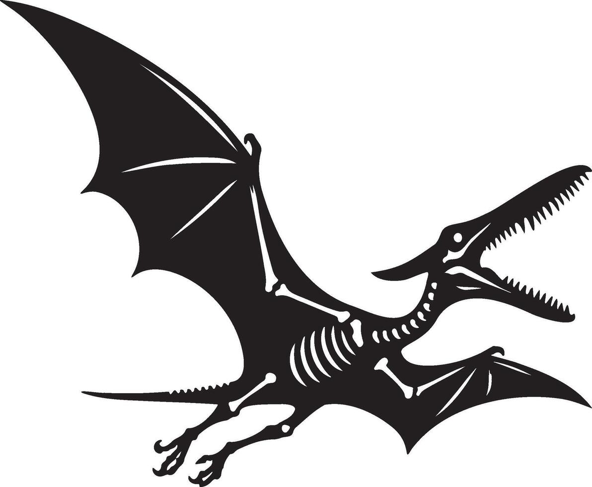 Dinosaur Pterosaur Skull on Sky. vector