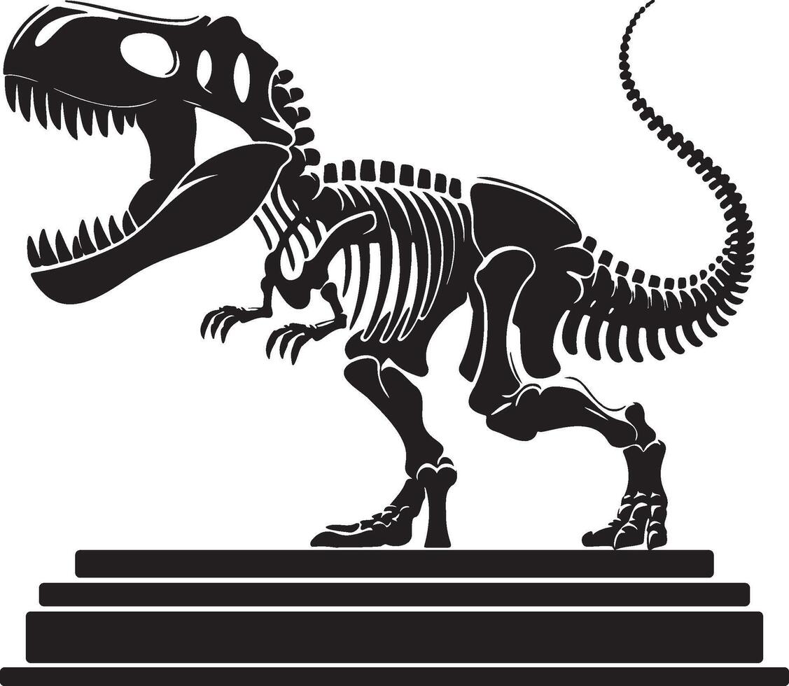 Dinosaur Tyrannosaurus Rex Bones Roar in Museum. vector