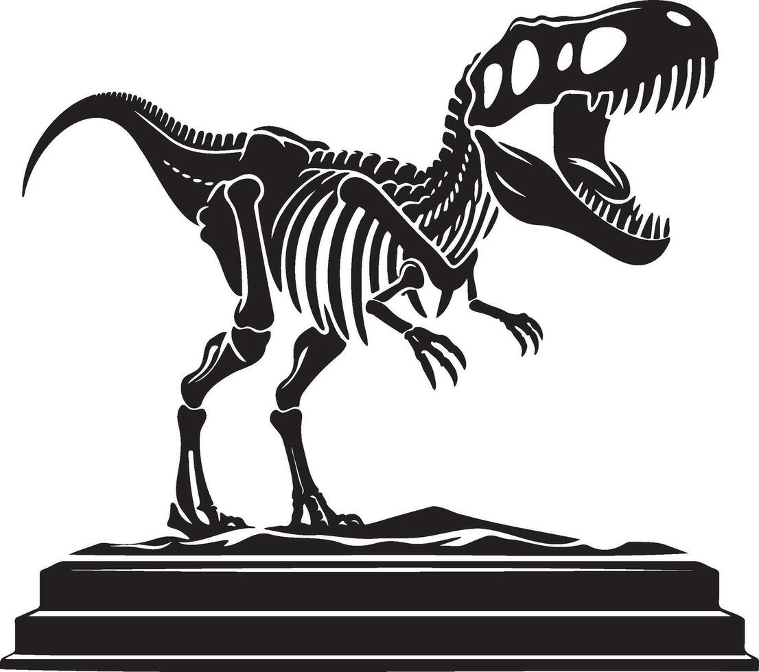 Dinosaur Velociraptor Bones Display in Museum. vector
