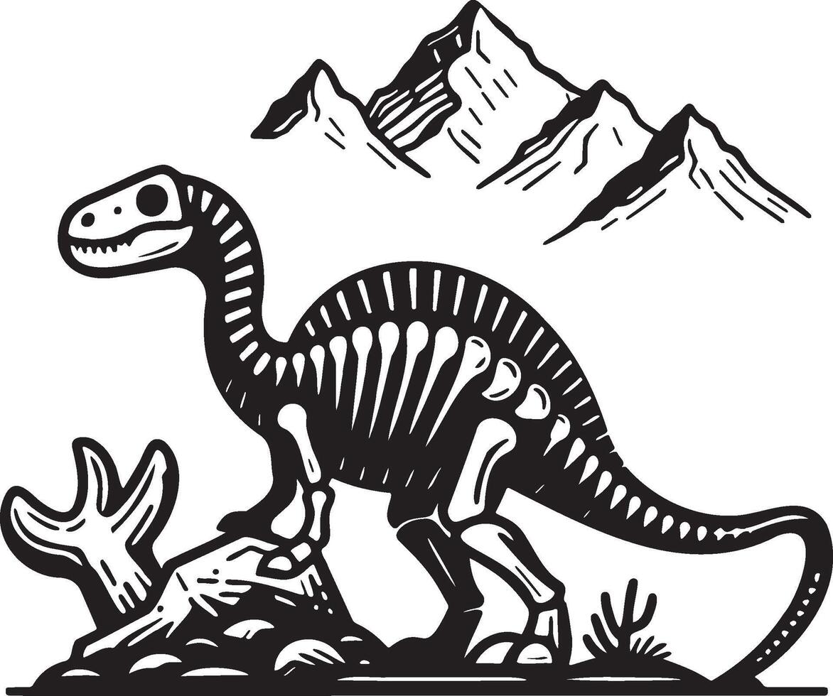 Dinosaur Skull Bones Illustration. vector