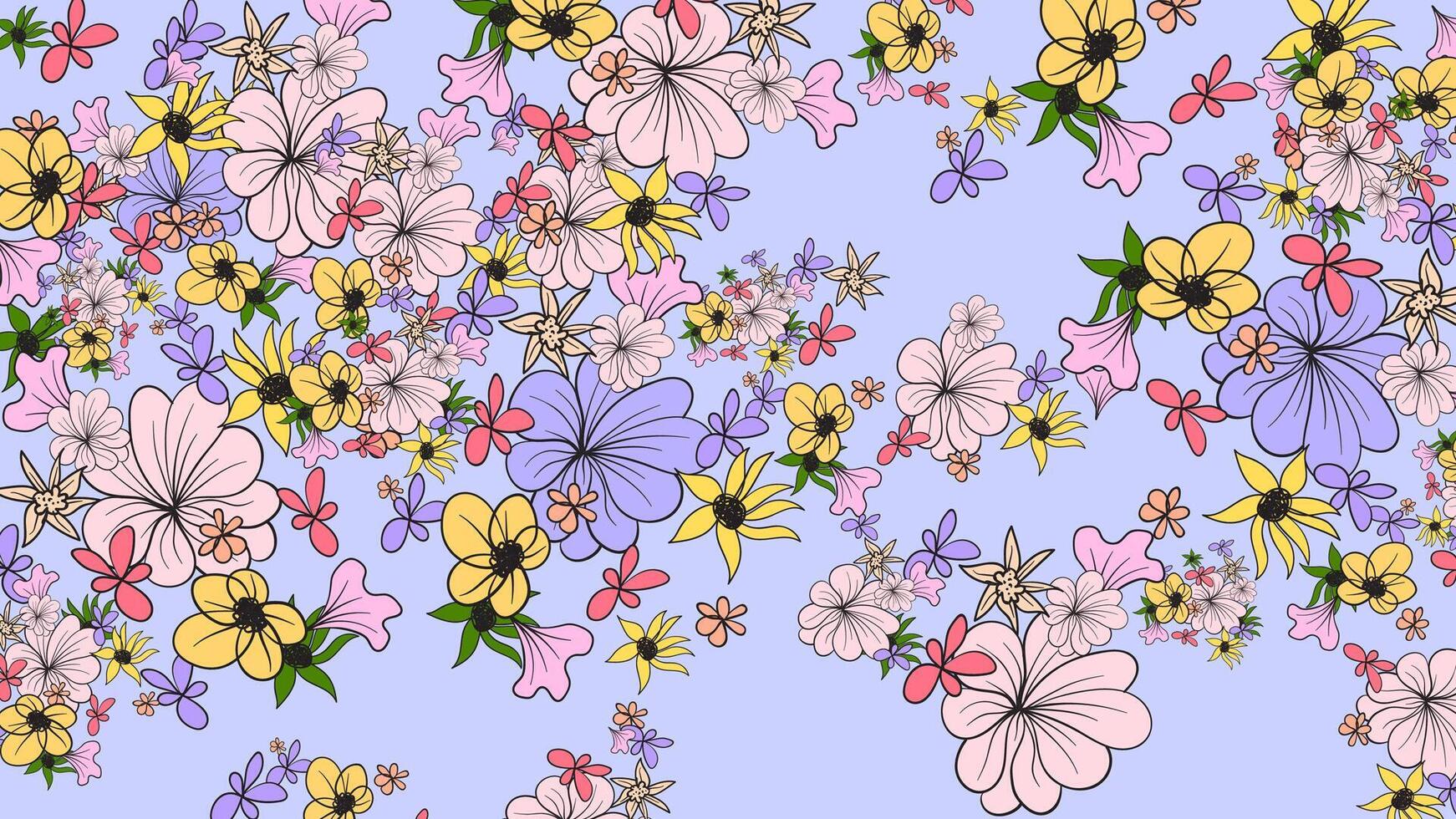 pattern with flowers and butterflies. Floral background. vector