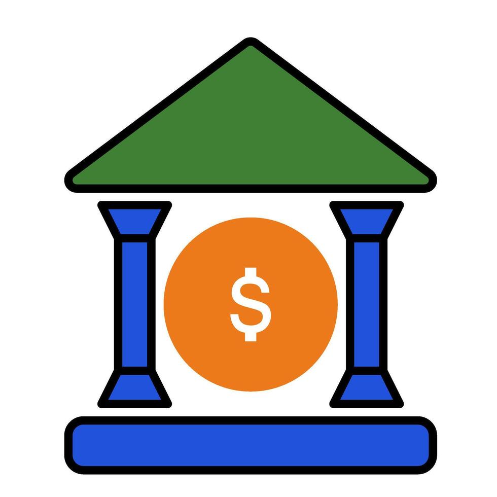Bank Icon. Personal finance icon. Filled outline style vector