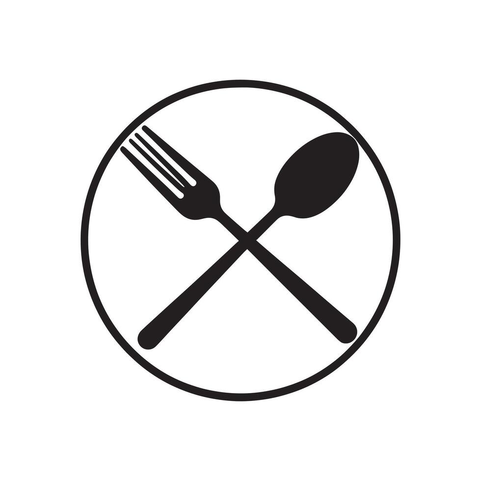 Simple yet elegant logo design featuring a fork and spoon, symbolizing food and dining. vector