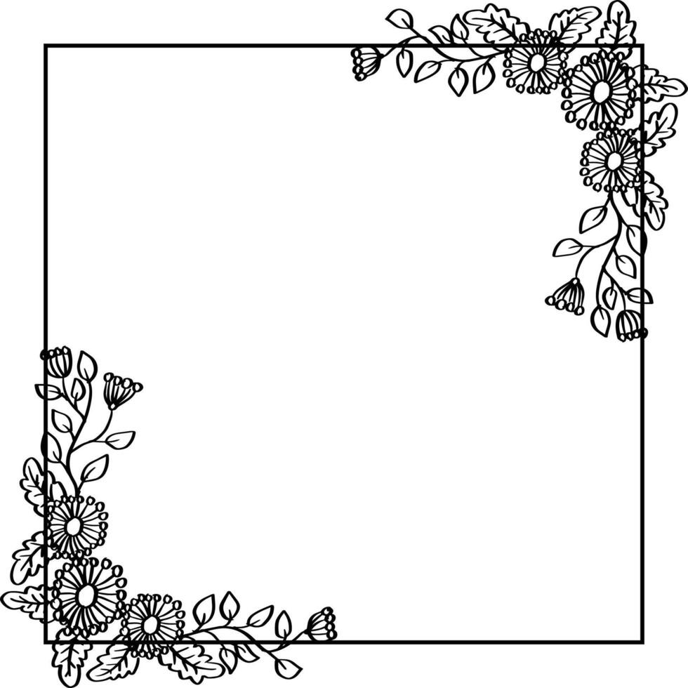 Square Frame With Black And White Beautiful Flower vector