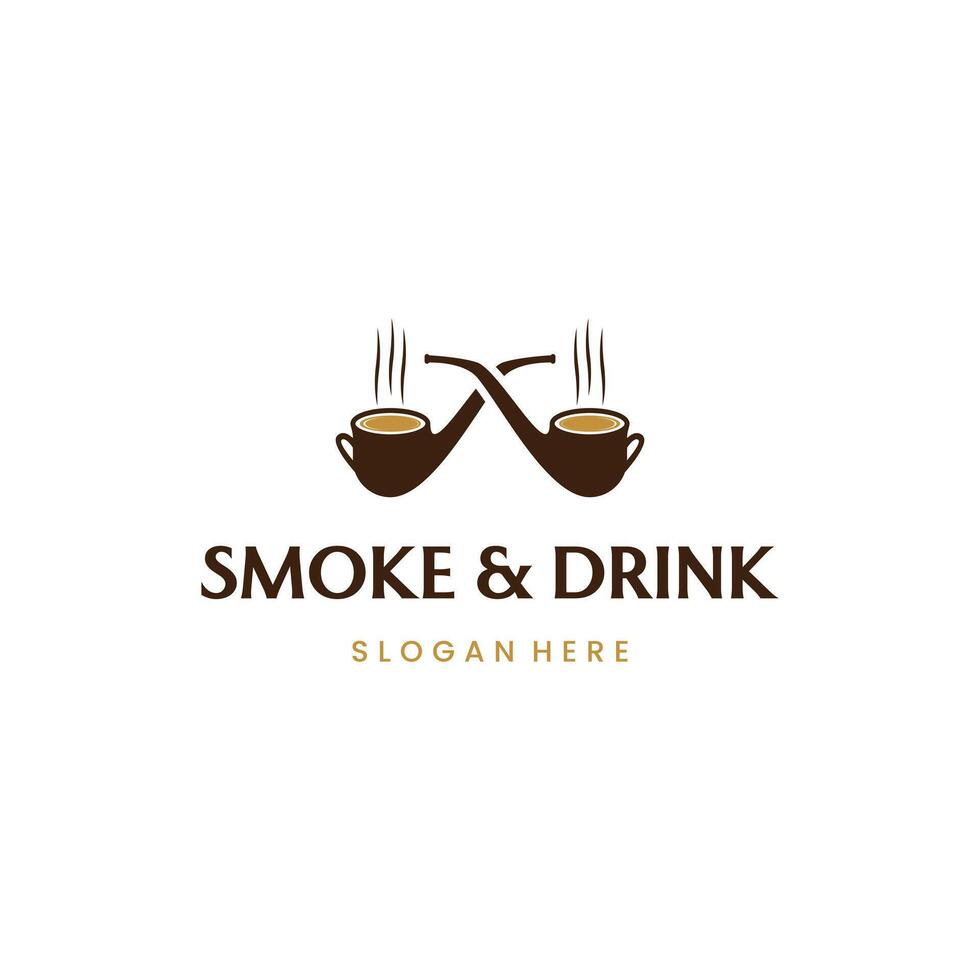 illustration design of a combination of coffee and smoking pipe logo. vector