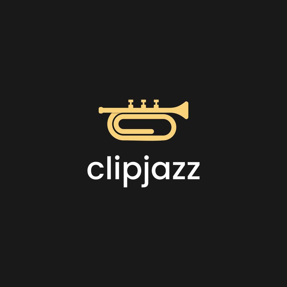 Trumpet combine with paper clip logo design vector