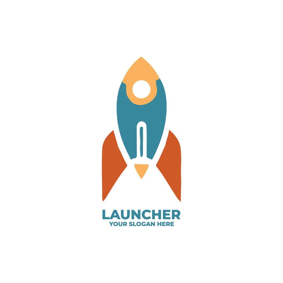Flat Logo of a Rocket Taking Off vector