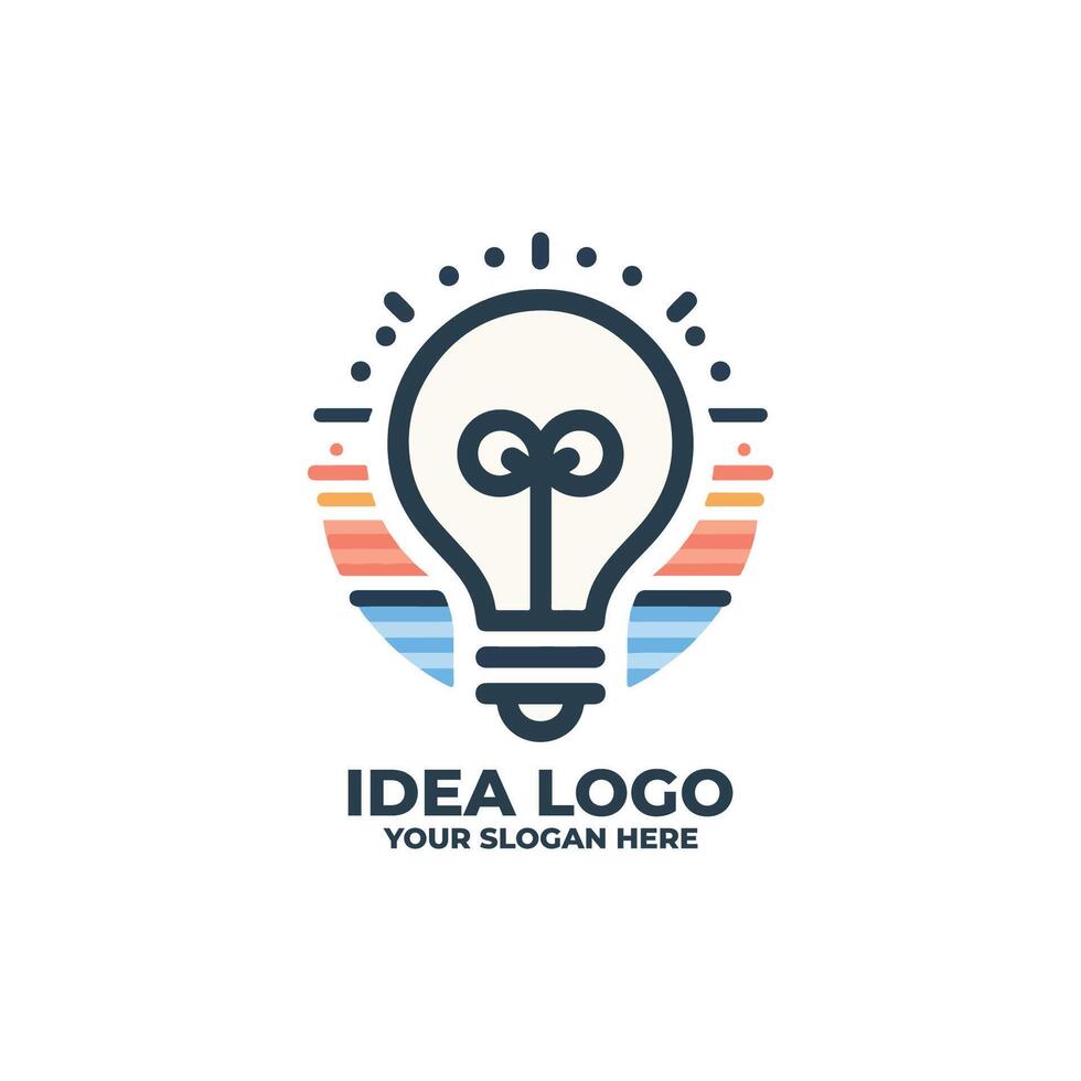 Flat Light Bulb Logo with Clean Lines vector
