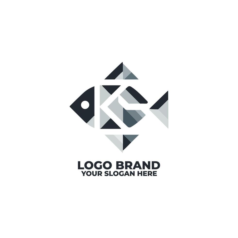 Modern Fish Logo in Geometric Style vector