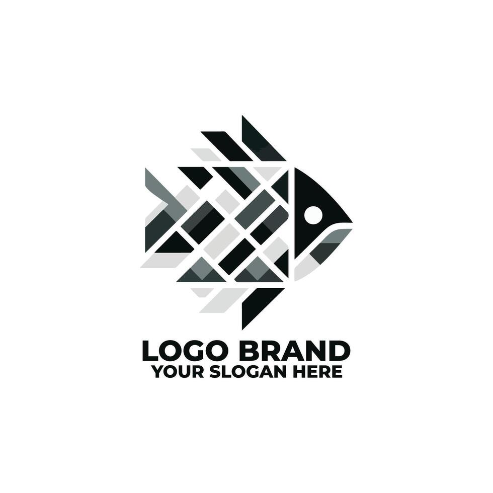 Flat Fish Icon Made of Geometric Shapes vector