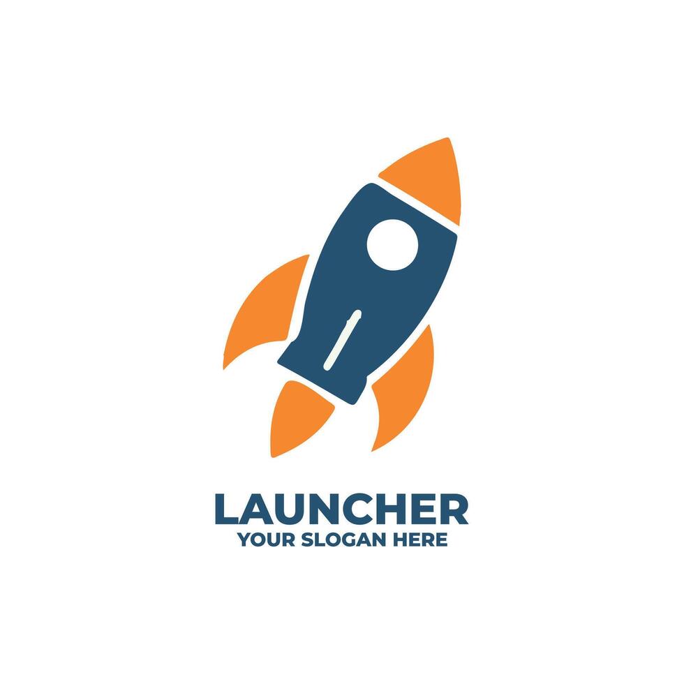 Minimal Rocket Launch Flat Logo vector