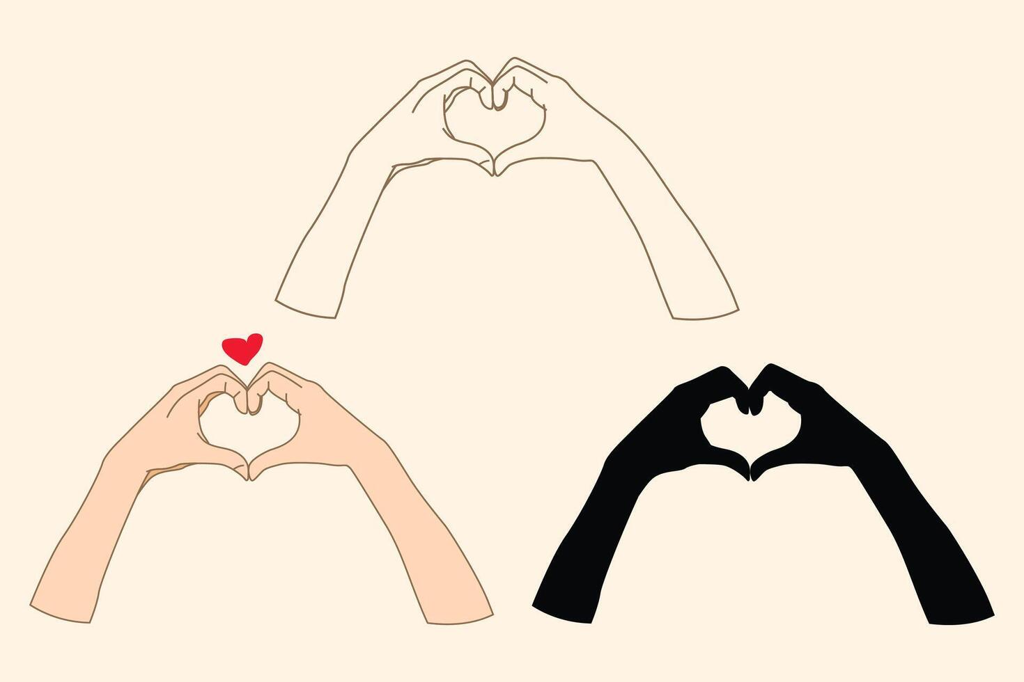 two hand making a cute heart shape, love shape hand, heart shape hand make for romantic design vector